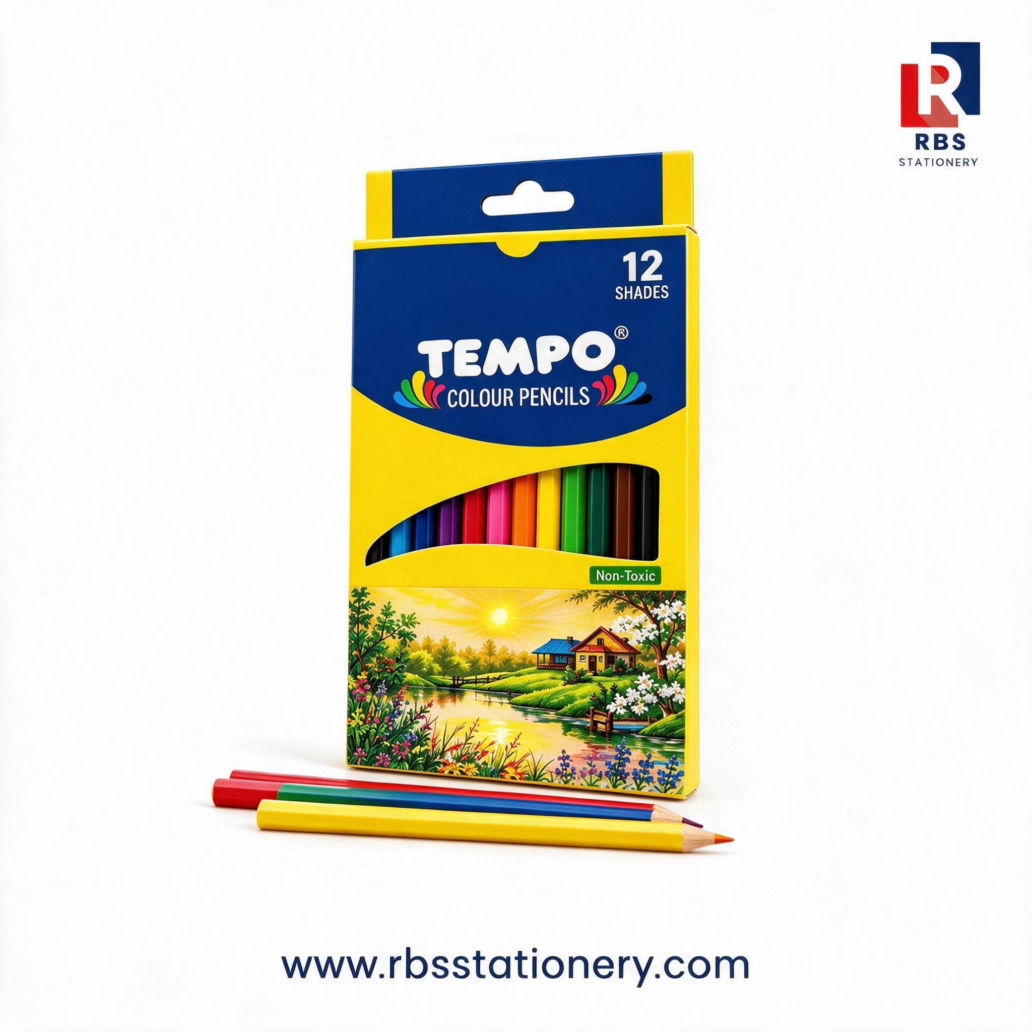 Tempo Non-Toxic Colour Pencils - 12 Shades Pack