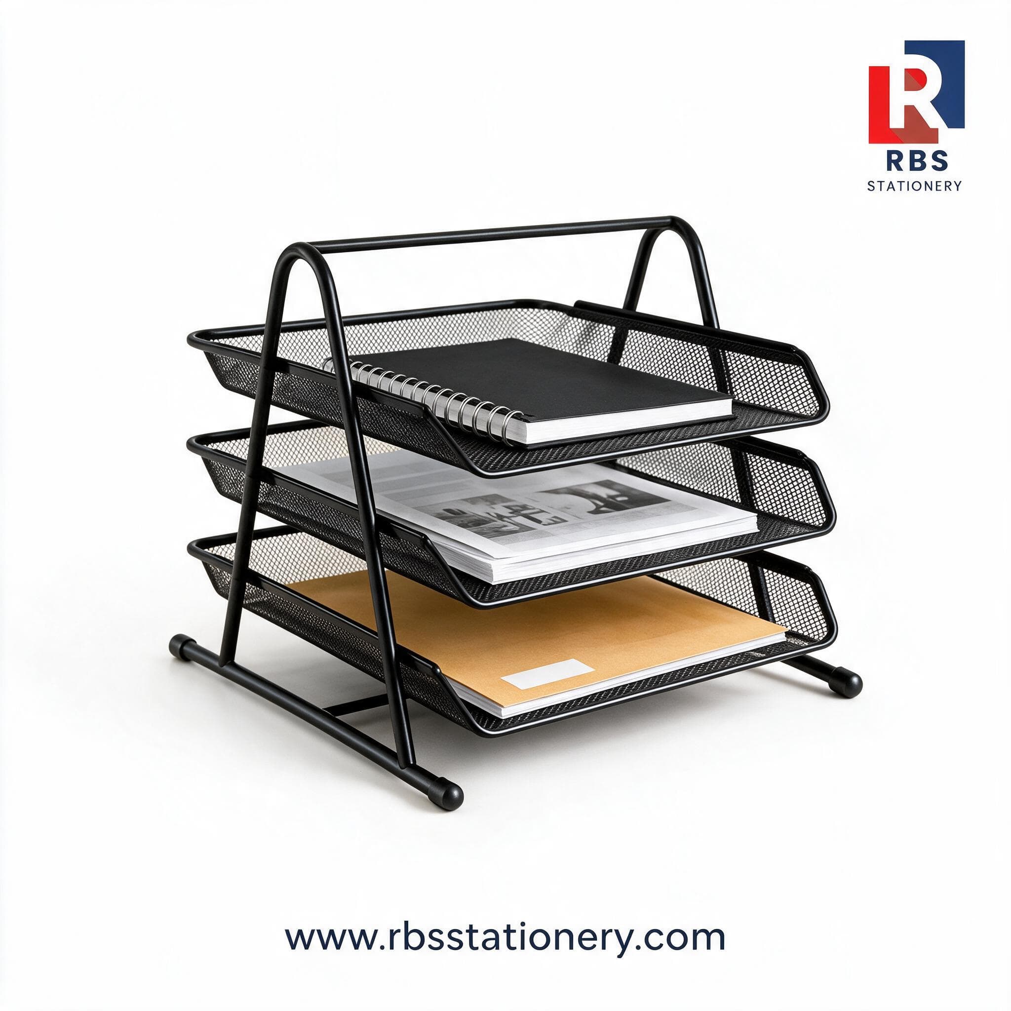 3-Tier Metal Mesh Document Tray & Desk Letter Organizer