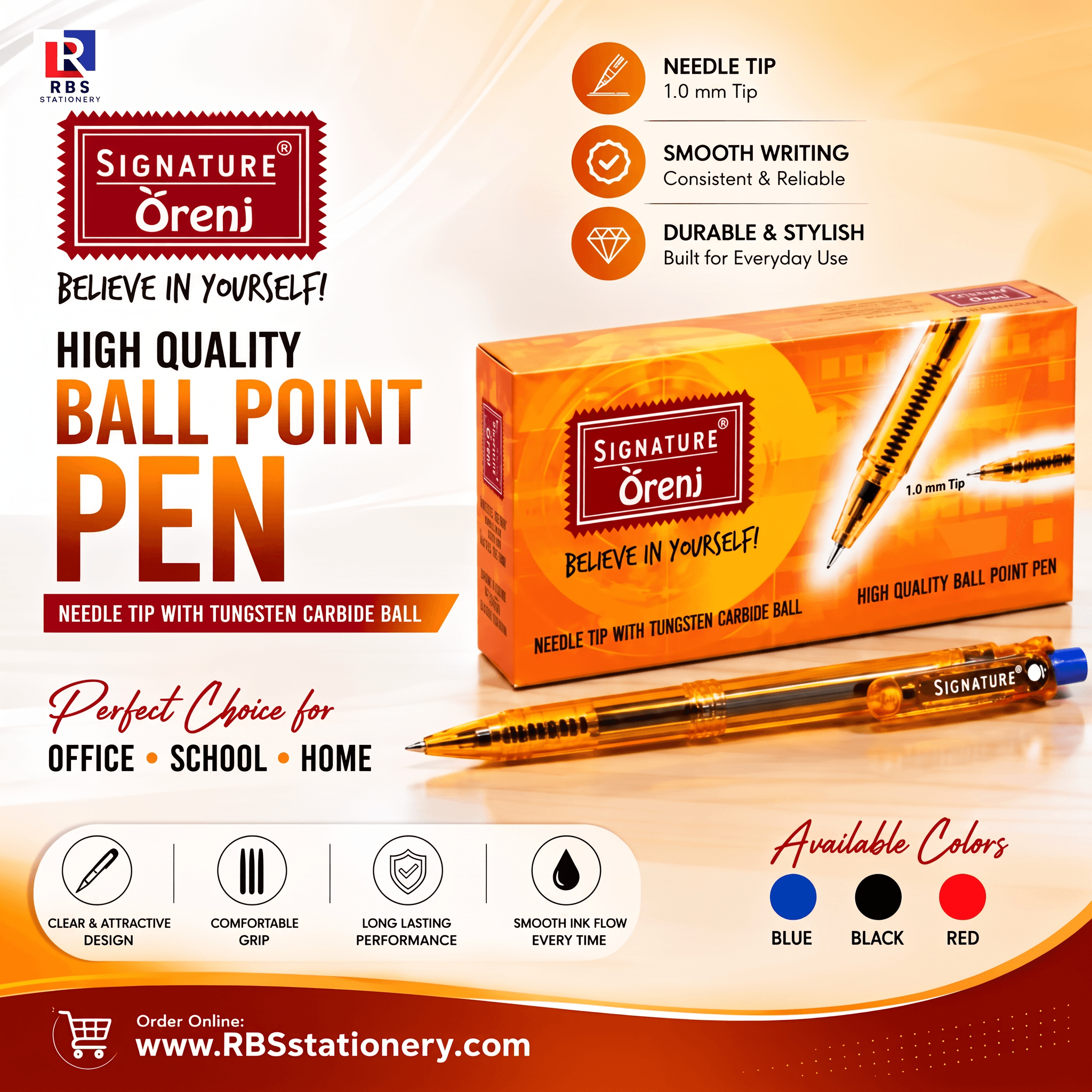 Signature Orenj Ball Point Pen (Box of 10 Pcs)