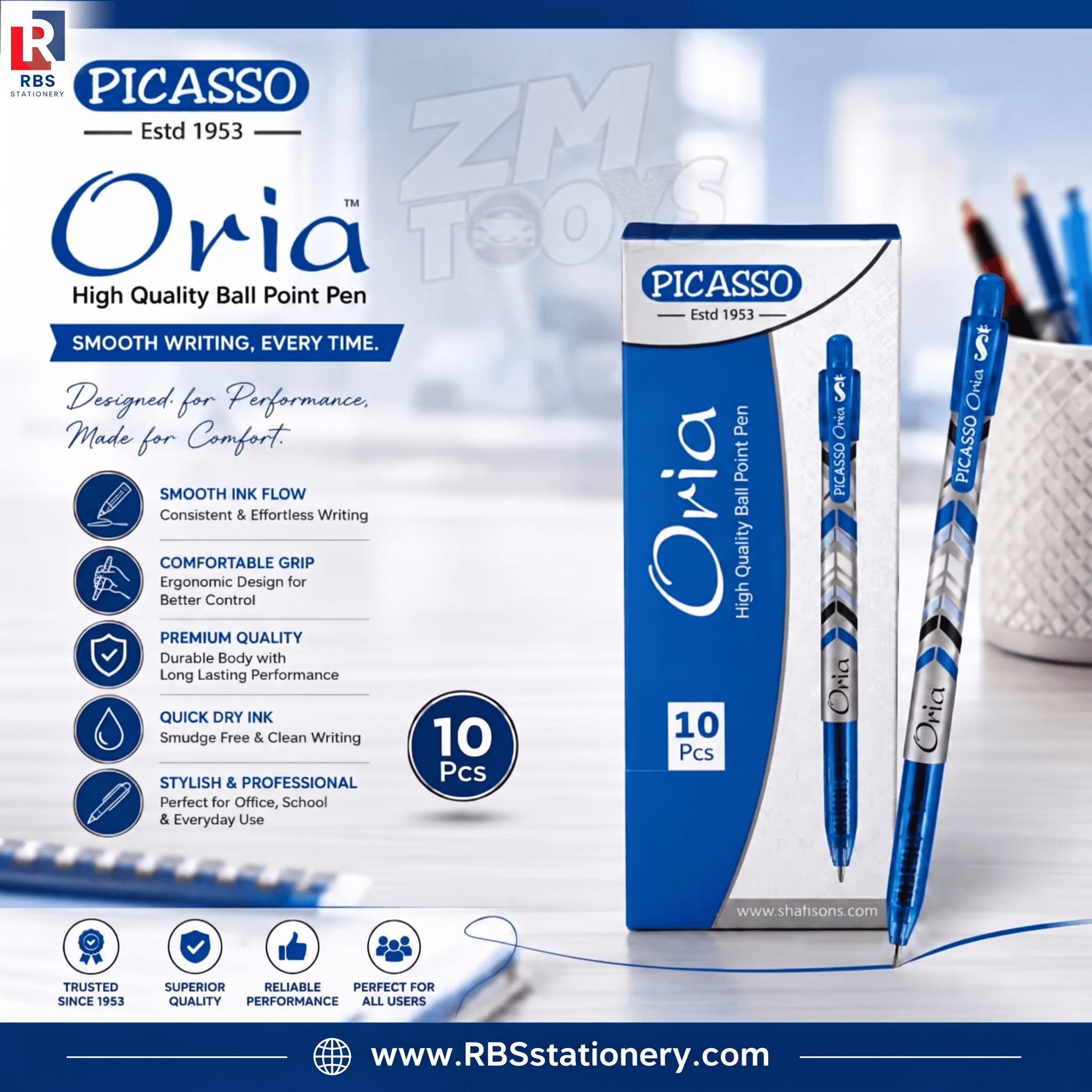 Picasso Oria High Quality Ball Point Pen (Box of 10 Pcs)